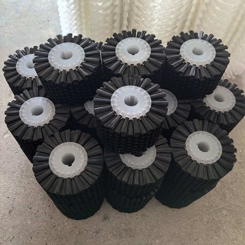 Industrial Nylon Brush Roller, Hollow Core Tufted Roller Brush for Cleaning & Dedusting, Circular Brush Wheel