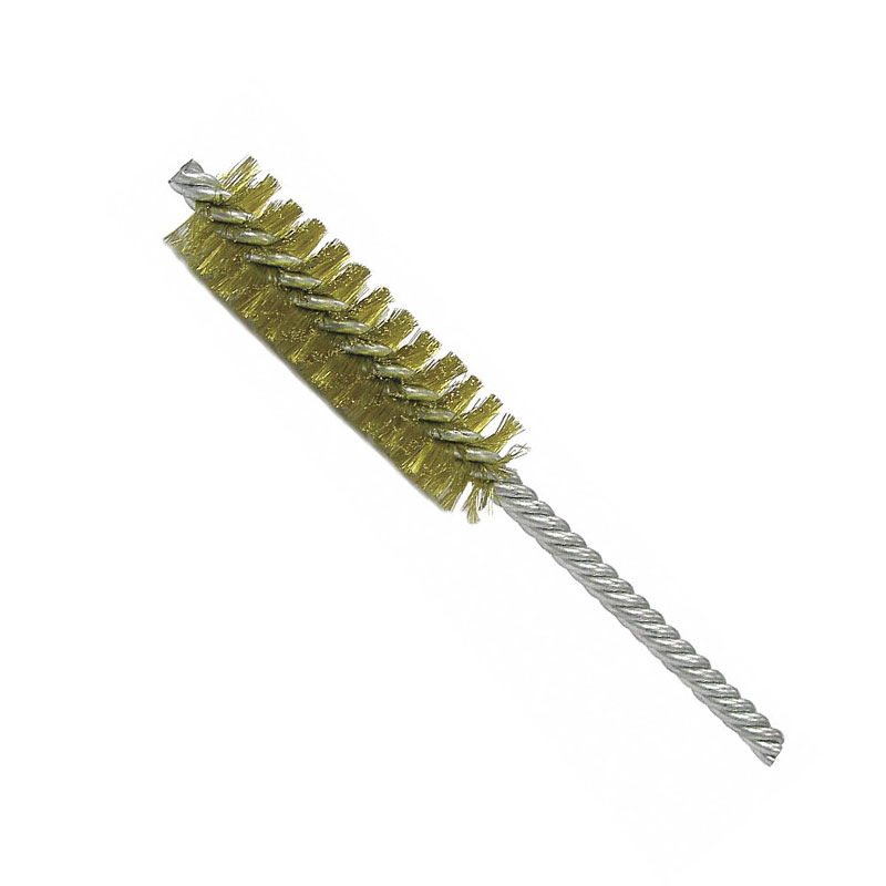 WEILER Double Spiral Tube Brush: Double Stem, Brass, 1/2 in Dia, 0.006 in Fill Dia, 10 PK